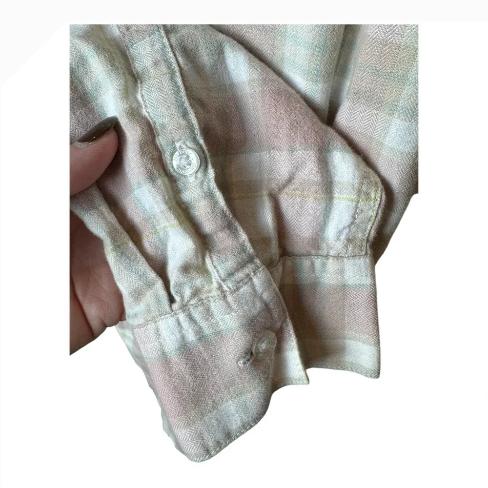 Barbour Shirt Women 14‎ Pink Plaid Check Flannel Relaxed Fit Newbury Button Down